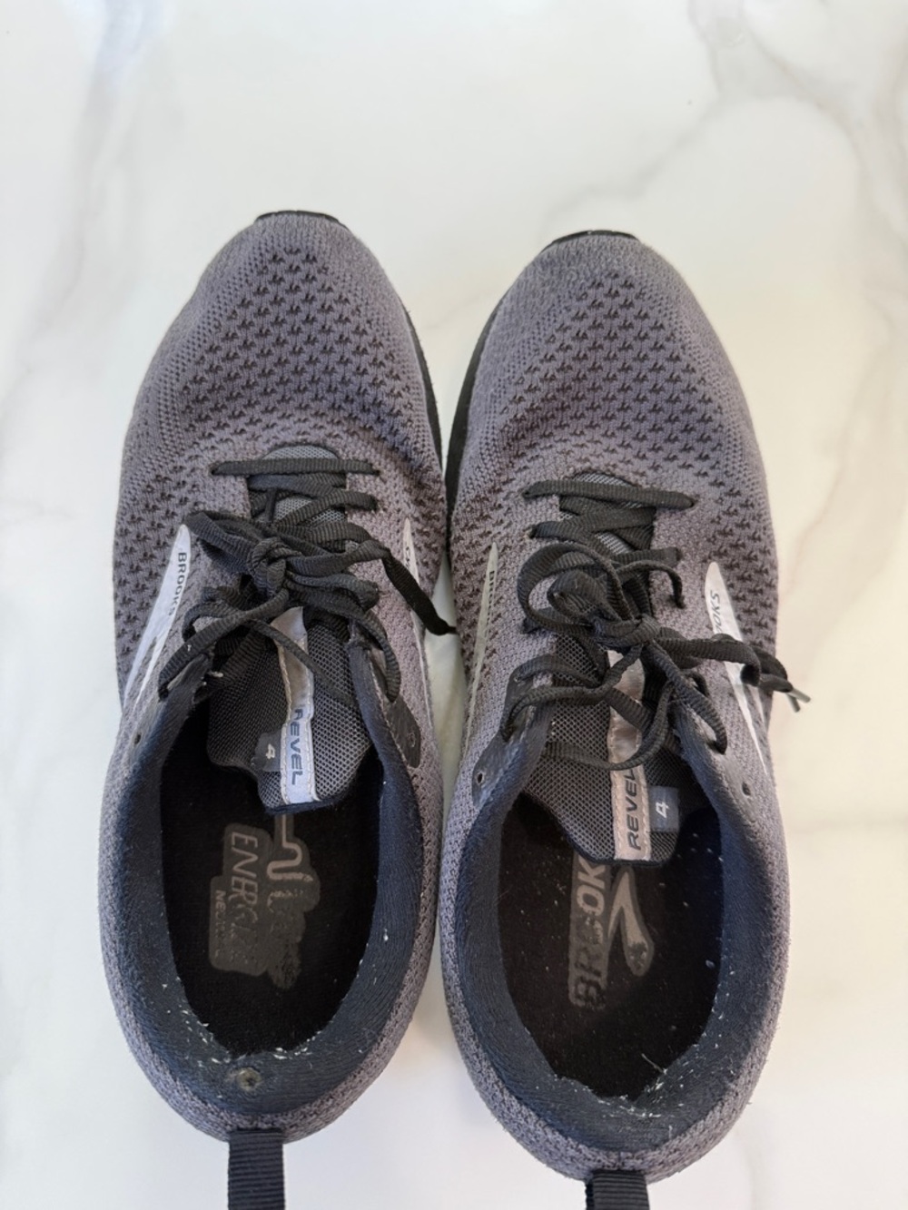 Brooks Gray and Black Mesh Running Shoes - Picture 4 of 9